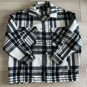 Zara UNISEX Plaid Fleece jacket- Size XL